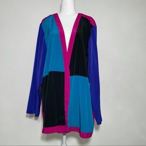 S.G. Sport VTG Bright Color Block Open Blazer 2X